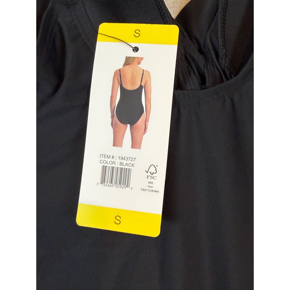 DKNY Womens Black Ruched One Piece Swimsuit Wrap Front V-Neck •S• Resortwear - Picture 3 of 7